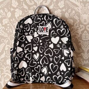 Brighton Love Brighton Heart Backpack NWOT Black White Side pockets & Zip Open
